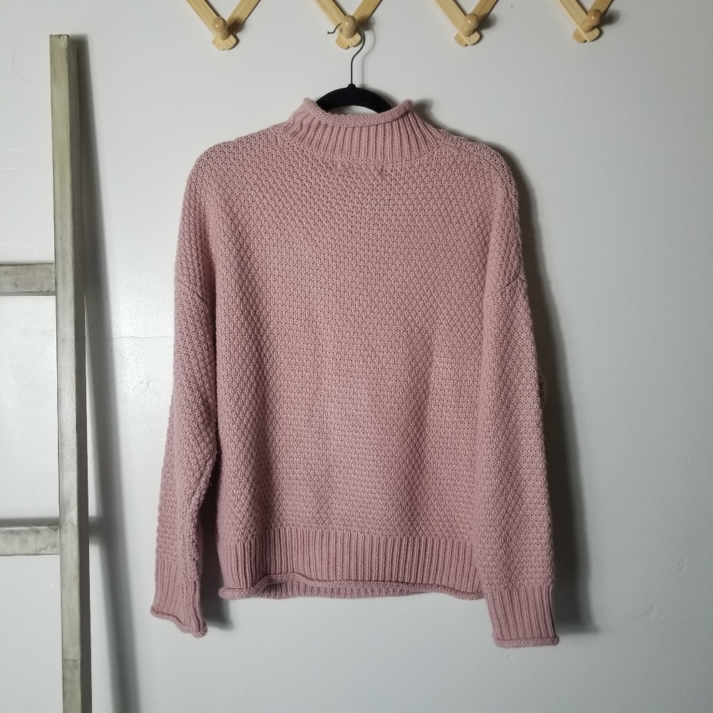 TECREW PINK MOCK SWEATER SIZE MEDIUM - Picture 2 of 10